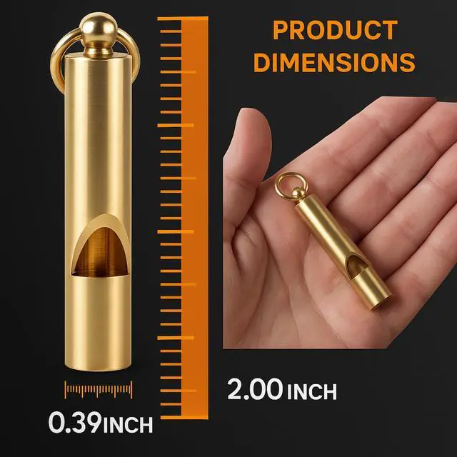 Alt view image 6 of 7 - Loudest Brass Whistle The Original 2-Inch Premium Emergency Whistle 125db+ One Piece Outdoor Survival Whistle On Key-Chain or Hang Around Your Neck and Carry it Anywhere!