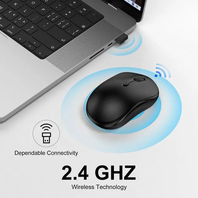 Alt view image 2 of 7 - Wireless Mouse for Laptop, 2.4GHz Computer Mouse for Work, 12-Month Battery Life, 3 Adjustable DPI 800/ 1200/ 1600, Office Cordless USB Mice with USB A Receiver for PC, Laptop, Desktop, Mac -Black