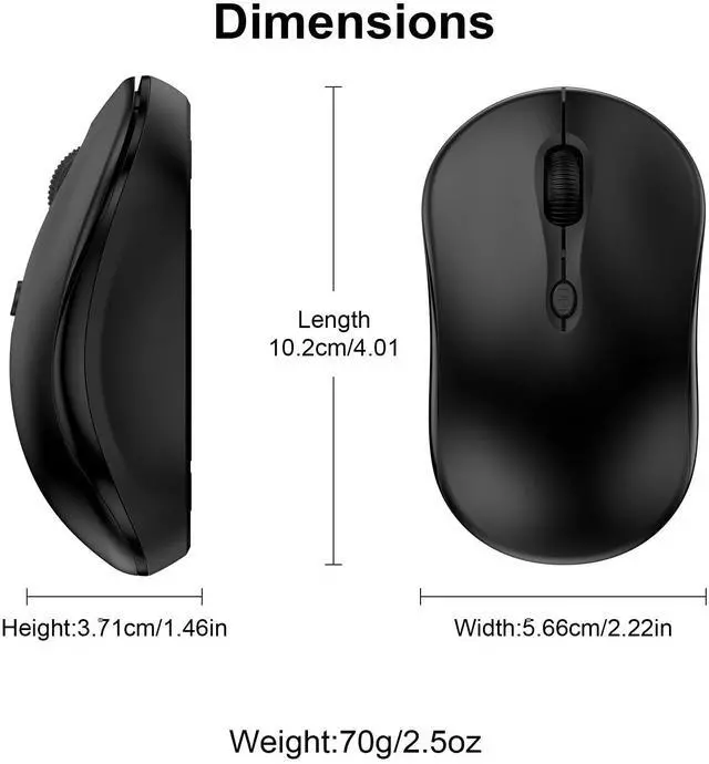 Alt view image 5 of 7 - Wireless Mouse for Laptop, 2.4GHz Computer Mouse for Work, 12-Month Battery Life, 3 Adjustable DPI 800/ 1200/ 1600, Office Cordless USB Mice with USB A Receiver for PC, Laptop, Desktop, Mac -Black