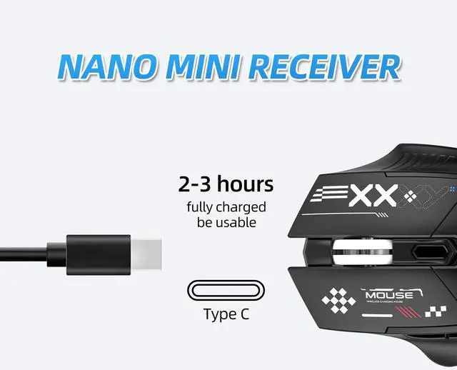 Alt view image 4 of 7 - Wireless Bluetooth Dual-Mode Mouse - Ergonomic Right-Handed Design, USB Unifying Receiver, and 2.4GHz Reliable Connection - Works for Computers and Laptops - Far Quieter Clicks Than Most Mice,Black