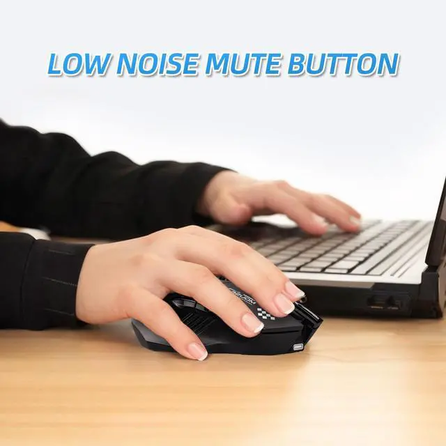 Alt view image 7 of 7 - Wireless Bluetooth Dual-Mode Mouse - Ergonomic Right-Handed Design, USB Unifying Receiver, and 2.4GHz Reliable Connection - Works for Computers and Laptops - Far Quieter Clicks Than Most Mice,Black