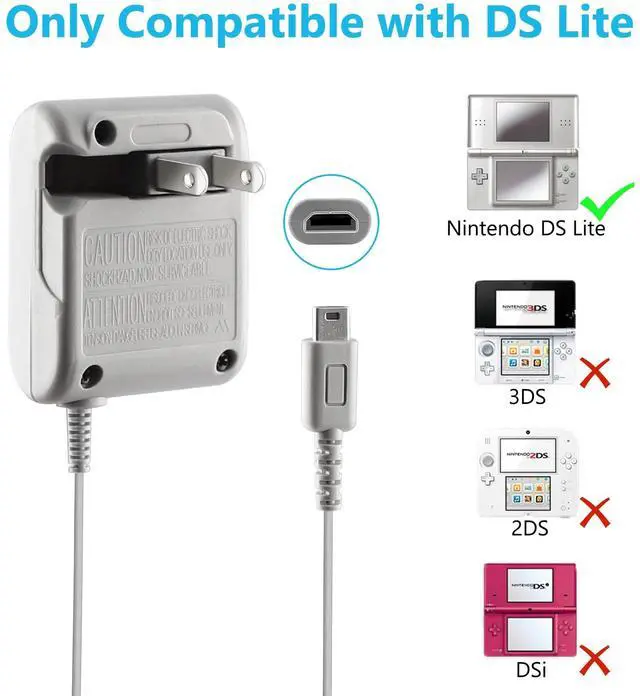 Alt view image 2 of 7 - DS Lite Charger Compatible with Nintendo DS Lite 100-240V Wall Plug Adapter, Charging Cord for Nintendo DS Lite Power Cord