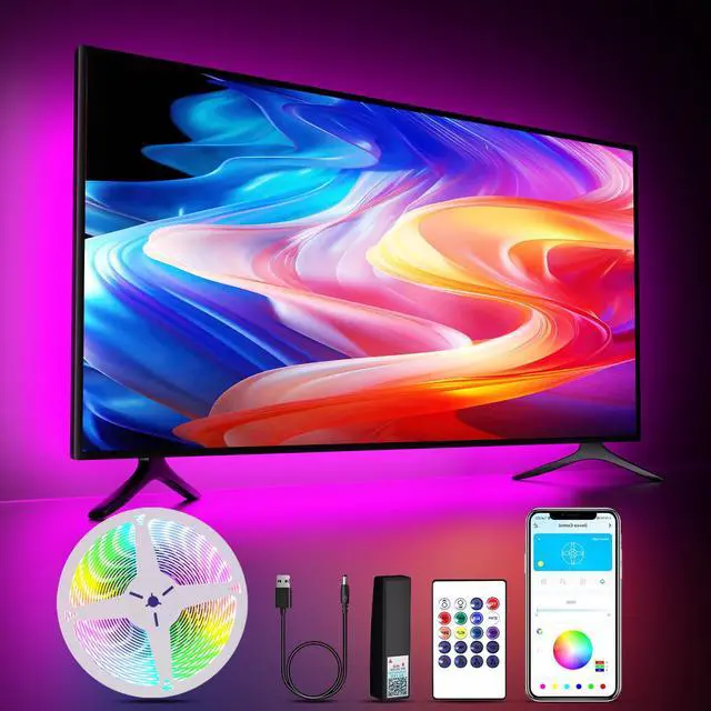 Main image of LED Lights for TV, 15FT Led Backlight for 45-65 inch TVs, Bluetooth RGB LED Lights Behind Television with Remote, USB Powered, Color Changing, Music Sync, for Gaming Room,Desk,Under Table