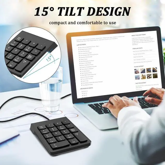 Alt view image 3 of 5 - USB Number Pads, Numeric Keypad, Numpad, 10 Key Keyboard Number Pad for Laptop Desktop Computer PC, Suit Financial Accounting, Calculate Office Travel & Home