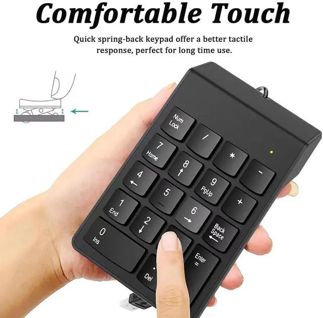 Alt view image 2 of 5 - USB Number Pads, Numeric Keypad, Numpad, 10 Key Keyboard Number Pad for Laptop Desktop Computer PC, Suit Financial Accounting, Calculate Office Travel & Home