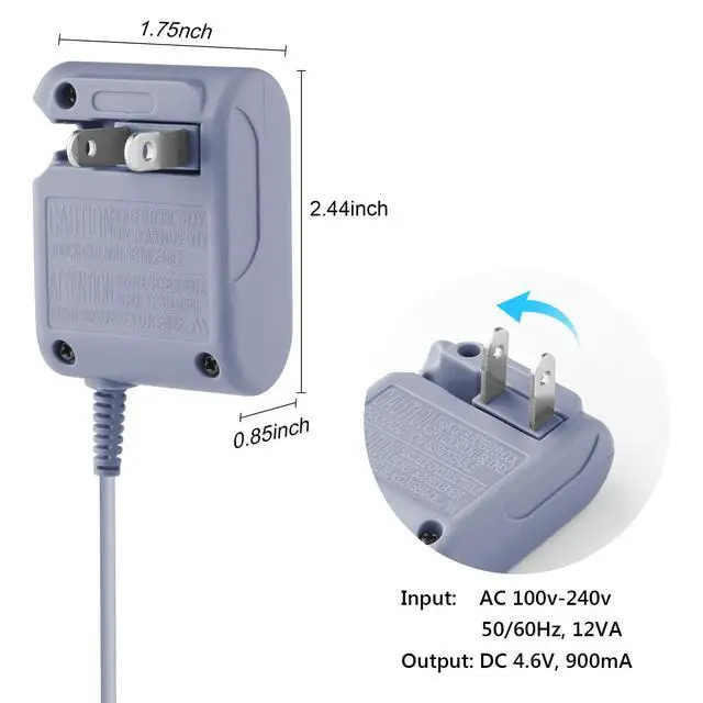 Alt view image 2 of 7 - DS Lite Charger Replacement for Nintendo DS Lite, AC Adapter Wall Plug Compatible with NDSL Charger (100-240v)