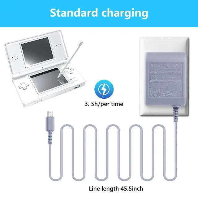Alt view image 6 of 7 - DS Lite Charger Replacement for Nintendo DS Lite, AC Adapter Wall Plug Compatible with NDSL Charger (100-240v)