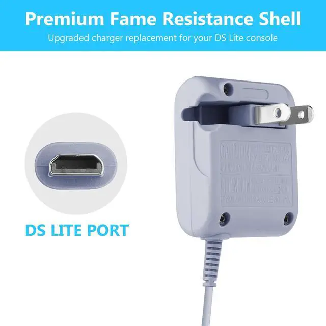 Alt view image 4 of 7 - DS Lite Charger Replacement for Nintendo DS Lite, AC Adapter Wall Plug Compatible with NDSL Charger (100-240v)