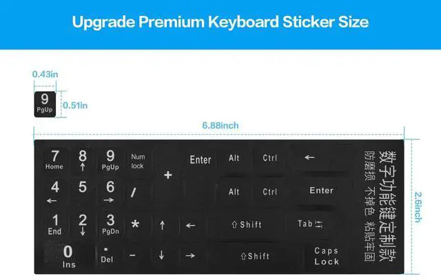 Alt view image 6 of 6 - 2PCS Keyboard Number Stickers, Keyboard Number Pad Replacement Stickers Universal for Wireless Numeric Pad Numpad Keypad, Laptop, Desktop, Computer, Keyboard Numbers Sticker -Matte