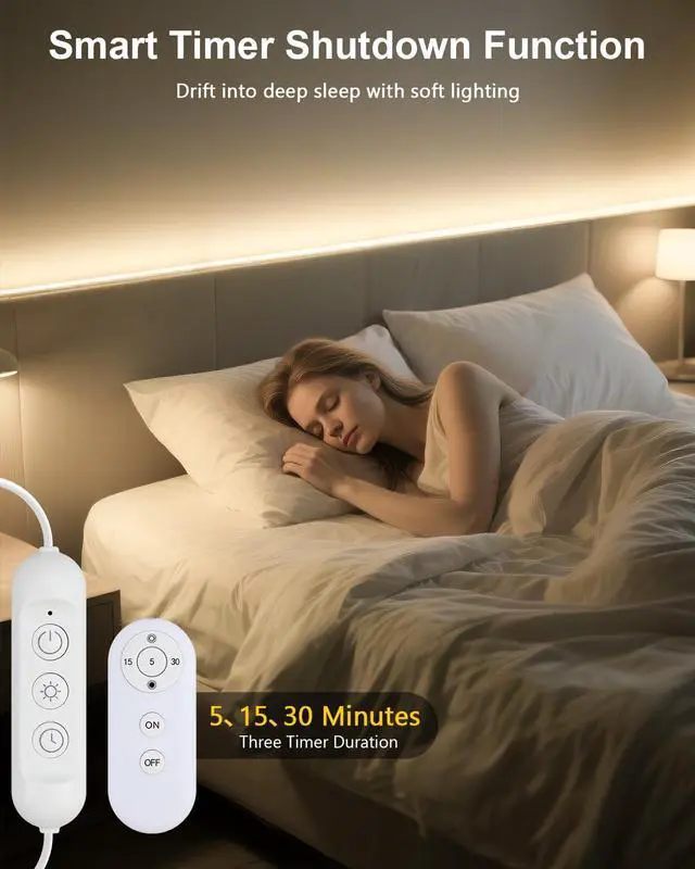 Alt view image 5 of 7 - LED Strip Lights 5V USB 6.56FT 640LEDs 4000K Bright Dimmable White COB LED Light Strip with Remote Flexible LED Tape Lights for Cabinet Kitchen TV Backlights Shelf Bedroom Mirror Desk Lighting
