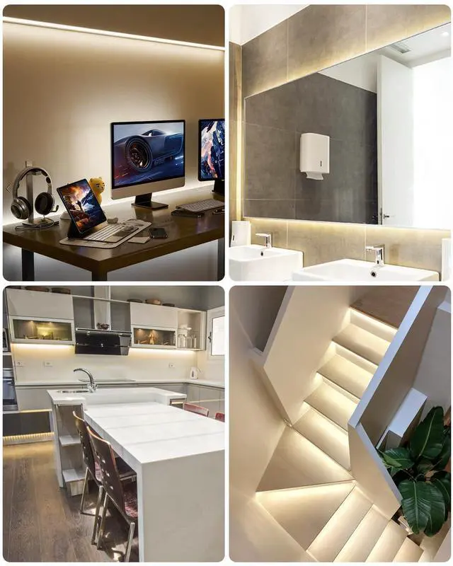 Alt view image 6 of 7 - LED Strip Lights 5V USB 6.56FT 640LEDs 4000K Bright Dimmable White COB LED Light Strip with Remote Flexible LED Tape Lights for Cabinet Kitchen TV Backlights Shelf Bedroom Mirror Desk Lighting