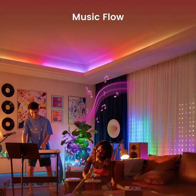 Alt view image 3 of 6 - LED Strip Lights, 40FT Smart Light Strips with 216 LEDs and Music Sync, RGB Color Changing Lights with Bluetooth Connected and APP Control, Led Lights for Bedroom, Living Room, Home Decor