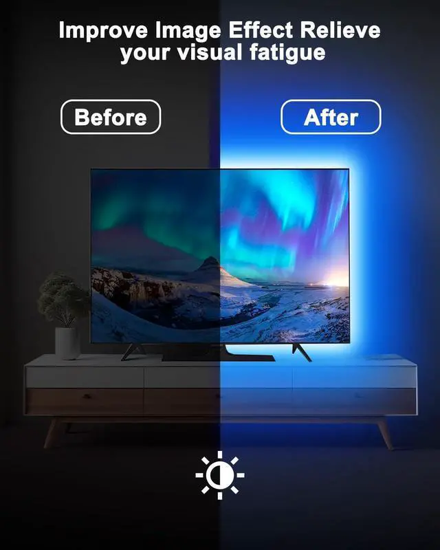 Alt view image 2 of 7 - LED Lights for TV 40-65 inch TV Behind Lighting, 13.1ft TV Led Backlight TV Led Light Strip, USB Powered RGB Lights Behind with Remote, Music Sync Bluetooth APP Control for Bedroom