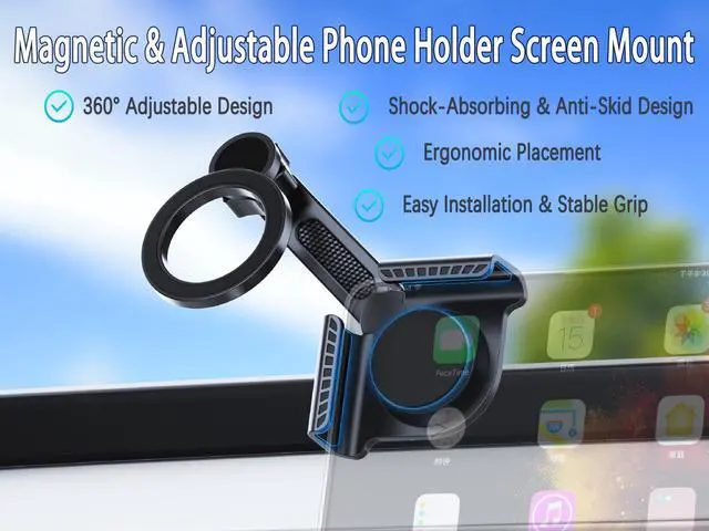 Alt view image 6 of 6 - Magnetic Phone Holders for Tesla Model 3/Y/Juniper a Accessories, 360 Degree Rotation Tesla Phone Holder Screen Mount Fit for iPhone 17 16 15 14 13 Phones with Magnetic Ring