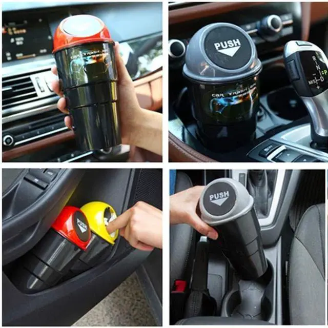 Alt view image 5 of 7 - Automotive Cup Holder Trash Can, Auto Mini Car Garbage Can Vehicle Rubbish Bins with Lid for Car Office Home Bedroom (2 Pack, Black)