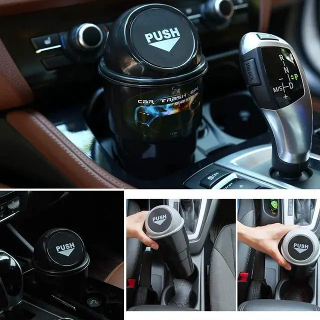Alt view image 6 of 7 - Automotive Cup Holder Trash Can, Auto Mini Car Garbage Can Vehicle Rubbish Bins with Lid for Car Office Home Bedroom (2 Pack, Black)
