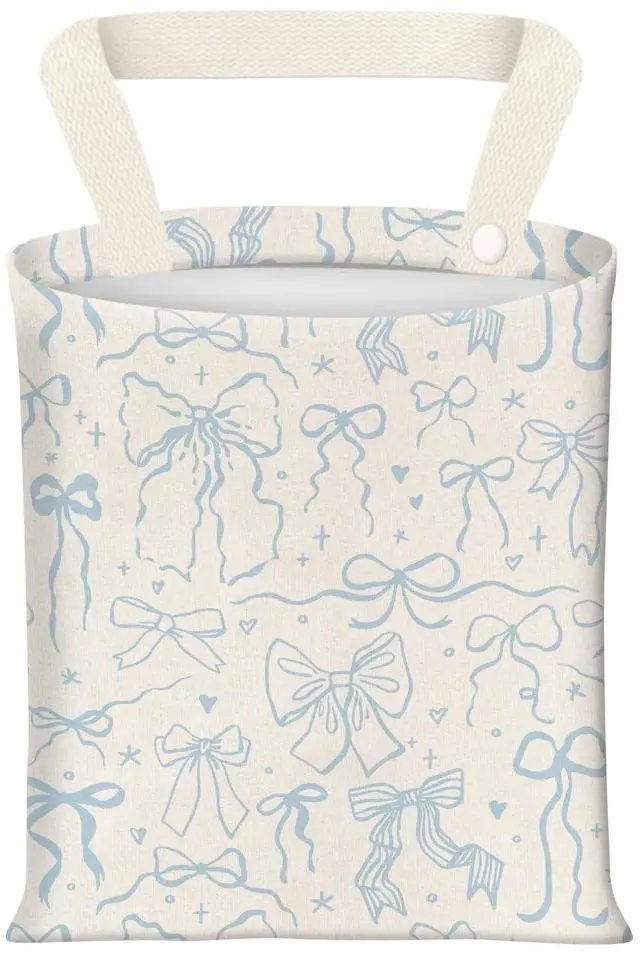 Main image of Hanging Car Garbage Bag, Cute Car Trash Can Bag, Automotive Accessories for Women Men Cute Blue Bow