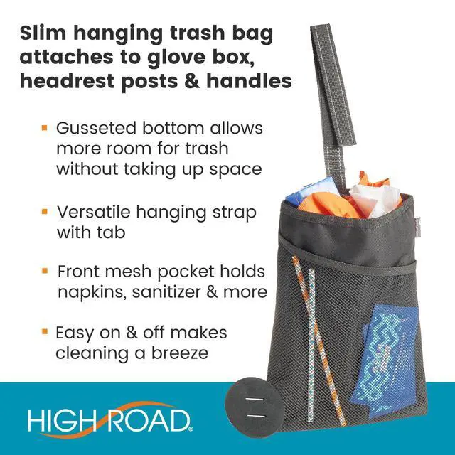 Alt view image 2 of 7 - Compact Hanging Car Trash Bag for Front or Back Seat