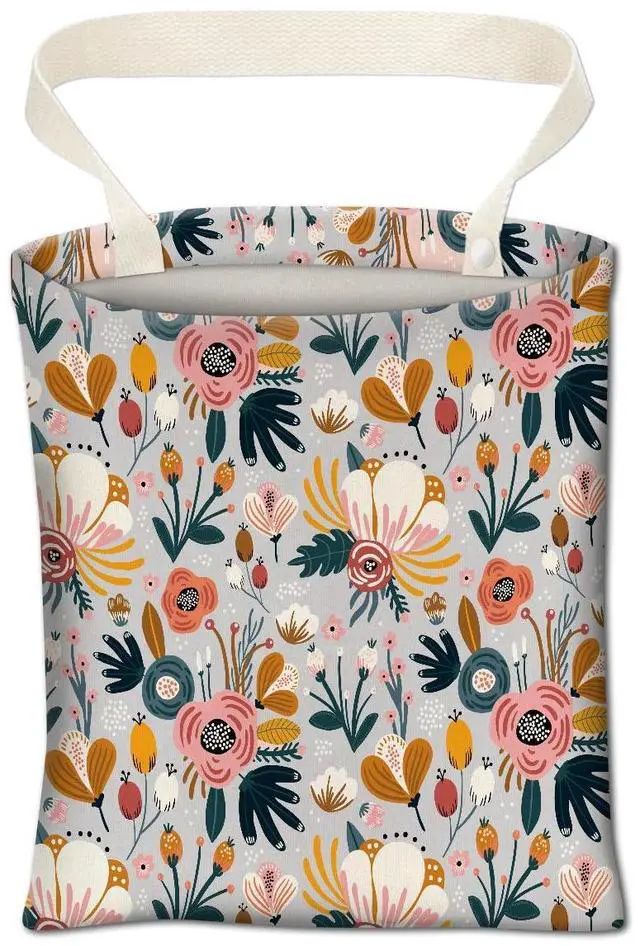 Main image of Car Trash Can, Cute Car Trash Bag, Hanging Car Organizer and Storage Bag, Trash Bin for Car Accessories, Vehicle, Travelling, Camping Cute Blue Flowers