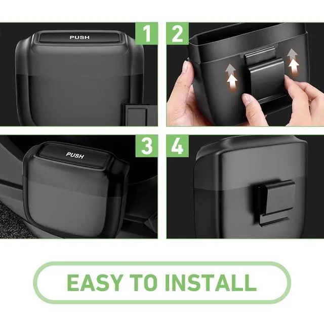 Alt view image 4 of 7 - Car Trash Can, Portable Push to Open Storage Bucket with 30 Trash Bags, Waterproof Anti-Leak Hanging Clutter Canister with Lid, Universal Large Capacity Supplies Box for Car Truck Van (Black)