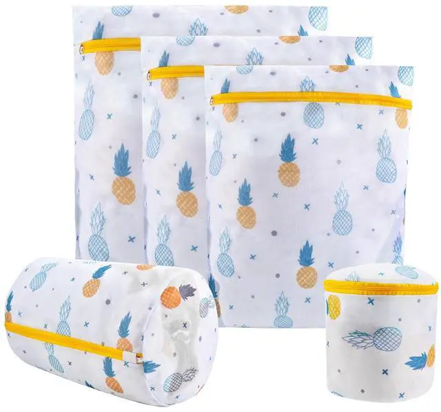Main image of Mesh Zipper Laundry Bags Machine Wash, 5-Piece Pineapple Print