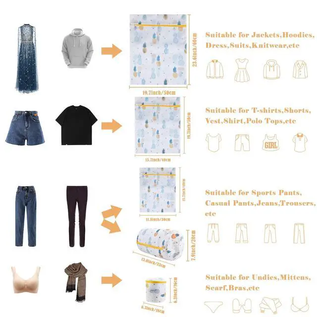 Alt view image 2 of 7 - Mesh Zipper Laundry Bags Machine Wash, 5-Piece Pineapple Print