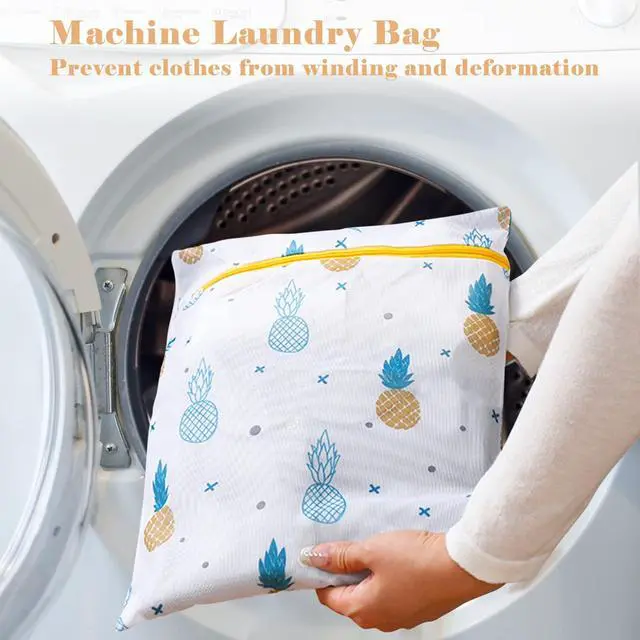 Alt view image 7 of 7 - Mesh Zipper Laundry Bags Machine Wash, 5-Piece Pineapple Print