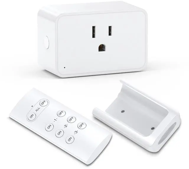 Main image of Remote Control Outlet, Wireless Electrical Outlets Switch Plug for Household Appliances, Christmas Lights, 100FT Range, Programmable, 1875W/15A, FCC & ETL Listed (1Socket+1 Remote +1 Bracket)