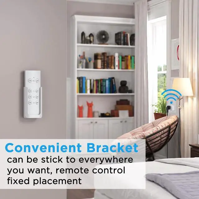 Alt view image 2 of 6 - Remote Control Outlet, Wireless Electrical Outlets Switch Plug for Household Appliances, Christmas Lights, 100FT Range, Programmable, 1875W/15A, FCC & ETL Listed (1Socket+1 Remote +1 Bracket)