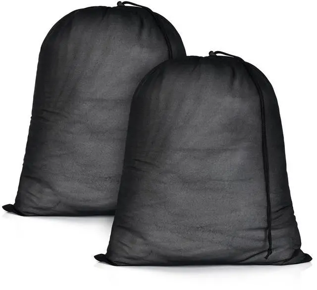Main image of 20x24 inch Mesh Laundry Bags 2 Pack Fine Mesh Heavy Duty Drawstring Bag Washable Medium Toy Sack Washing Bag for Home Dorm Hotel Camp Beach Travel Storage Don't Drying, Melting 140-176 Black