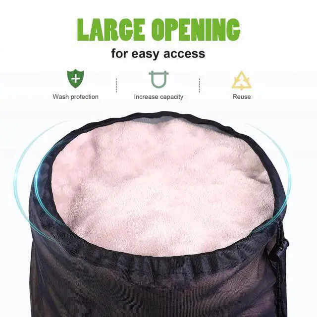 Alt view image 4 of 7 - 20x24 inch Mesh Laundry Bags 2 Pack Fine Mesh Heavy Duty Drawstring Bag Washable Medium Toy Sack Washing Bag for Home Dorm Hotel Camp Beach Travel Storage Don't Drying, Melting 140-176 Black