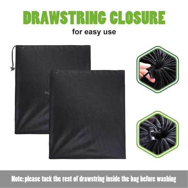 Alt view image 5 of 7 - 20x24 inch Mesh Laundry Bags 2 Pack Fine Mesh Heavy Duty Drawstring Bag Washable Medium Toy Sack Washing Bag for Home Dorm Hotel Camp Beach Travel Storage Don't Drying, Melting 140-176 Black