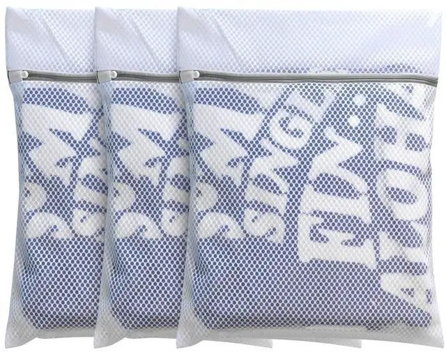 Main image of 3pcs PREMIUM Honeycomb Mesh Laundry Bags for Delicates with Zipper,Travel Storage Organize Bags,Clothing Washing Bags for Blouse,Hosiery,Pants,Extra Strong,Medium 16x20inch(3M)