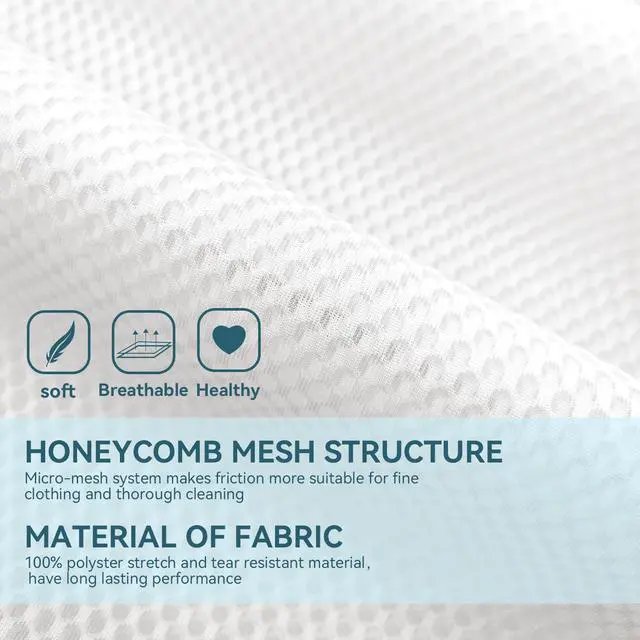 Alt view image 3 of 7 - 3pcs PREMIUM Honeycomb Mesh Laundry Bags for Delicates with Zipper,Travel Storage Organize Bags,Clothing Washing Bags for Blouse,Hosiery,Pants,Extra Strong,Medium 16x20inch(3M)