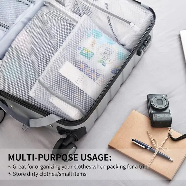 Alt view image 5 of 7 - 3pcs PREMIUM Honeycomb Mesh Laundry Bags for Delicates with Zipper,Travel Storage Organize Bags,Clothing Washing Bags for Blouse,Hosiery,Pants,Extra Strong,Medium 16x20inch(3M)