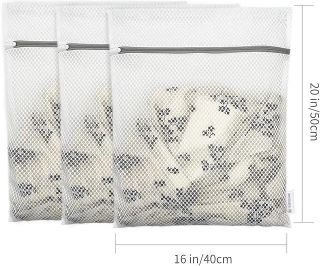 Alt view image 6 of 7 - 3pcs PREMIUM Honeycomb Mesh Laundry Bags for Delicates with Zipper,Travel Storage Organize Bags,Clothing Washing Bags for Blouse,Hosiery,Pants,Extra Strong,Medium 16x20inch(3M)