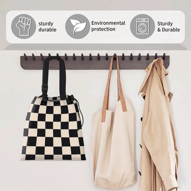 Alt view image 5 of 5 - Car Trash Bag Large Hanging Can for Back of Seat, Cute Waterproof Car Garbage Bag for Vehicle, Travelling, Outdoor Cute Black Beige Plaid