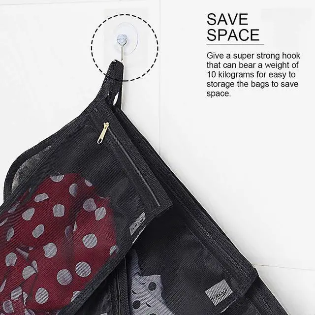 Alt view image 4 of 7 - Delicates Laundry Bags, Bra Fine Mesh Wash Bag for Underwear, Lingerie, Bra, Pantyhose, Socks, Use YKK Zipper, Have Hanger Loops (Black, 1 Large & 1 Medium)