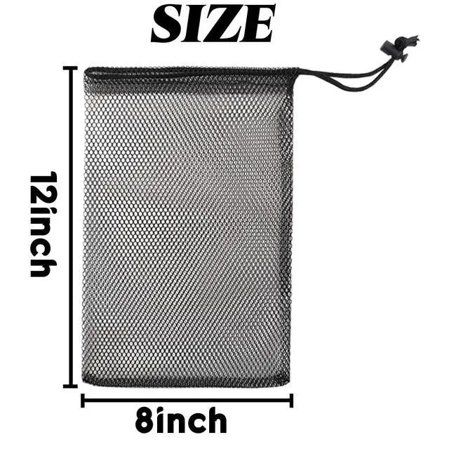 Alt view image 2 of 5 - 10PCS 8X12inch Nylon Mesh Drawstring Bags with Cord Lock Closure Delicates Laundry Bag For Washing Machine Small Gym Bag for Basketball, Volleyball, Football, Golf Stuff Balls