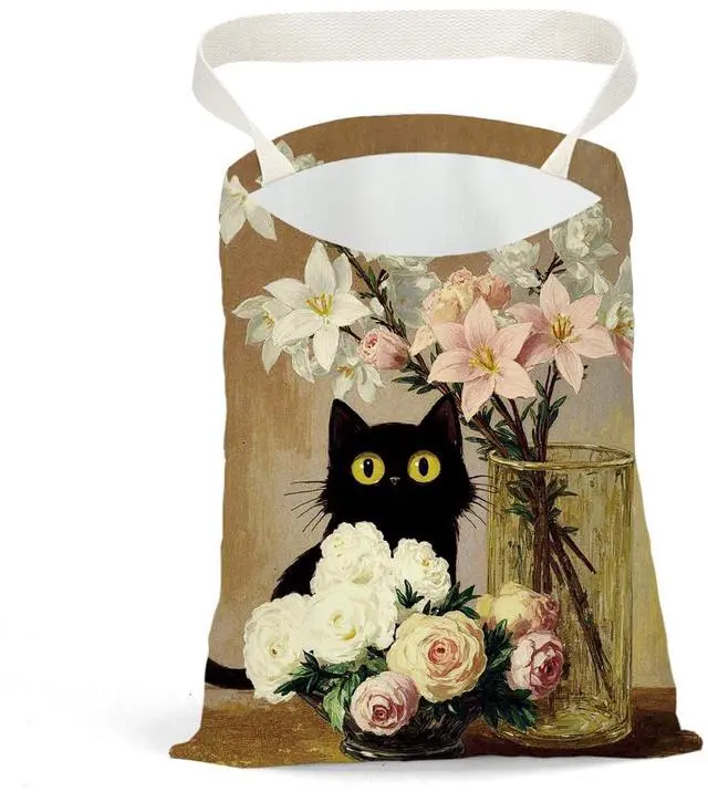 Main image of Black Cat Car Trash Bag, Car Trash Bag Hanging, Vintage Waterproof Cars Back Seat Hanging Organizer and Storage Trash Bags for Vehicle Travelling Camping