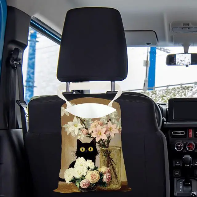 Alt view image 4 of 6 - Black Cat Car Trash Bag, Car Trash Bag Hanging, Vintage Waterproof Cars Back Seat Hanging Organizer and Storage Trash Bags for Vehicle Travelling Camping