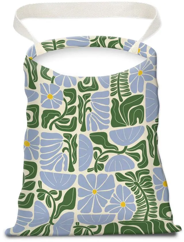 Main image of Car Trash Can, Seat Back Hanging Trash Bag, Cute Canvas Garbage Bag, Essential Car Trash Bin Cars Organizers Floral Leaves