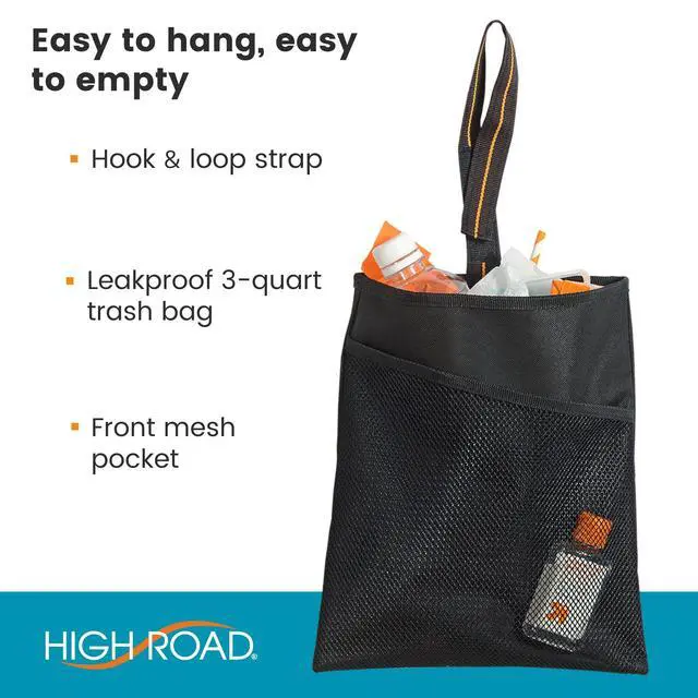 Alt view image 3 of 6 - Small Car Trash Bag with Waterproof Liner and Storage Pocket
