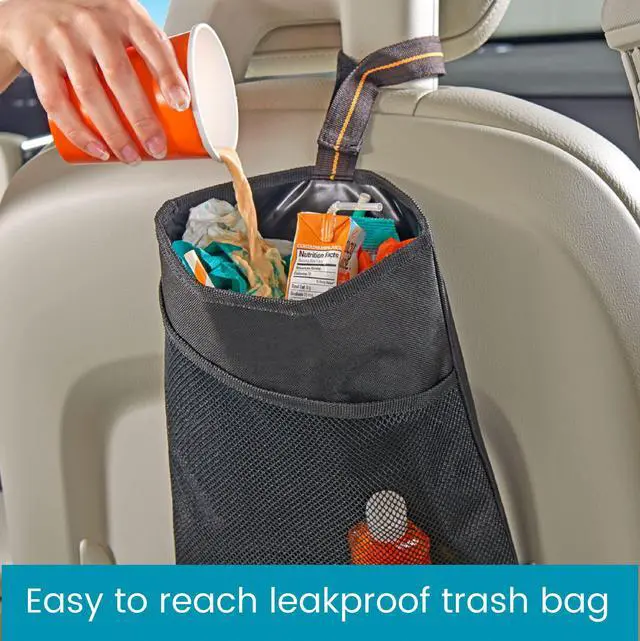 Alt view image 2 of 6 - Small Car Trash Bag with Waterproof Liner and Storage Pocket