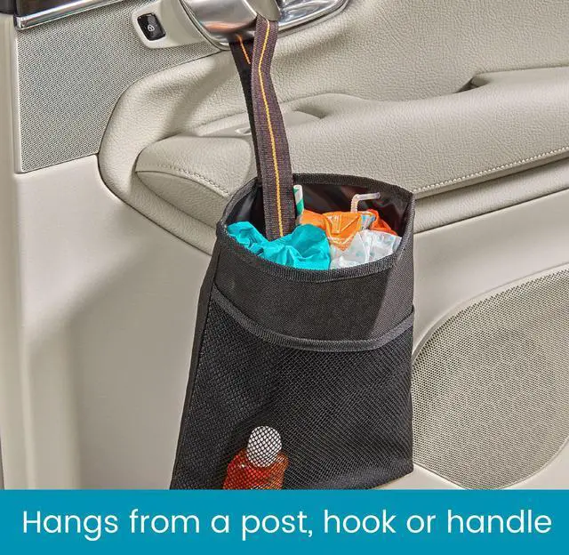 Alt view image 5 of 6 - Small Car Trash Bag with Waterproof Liner and Storage Pocket