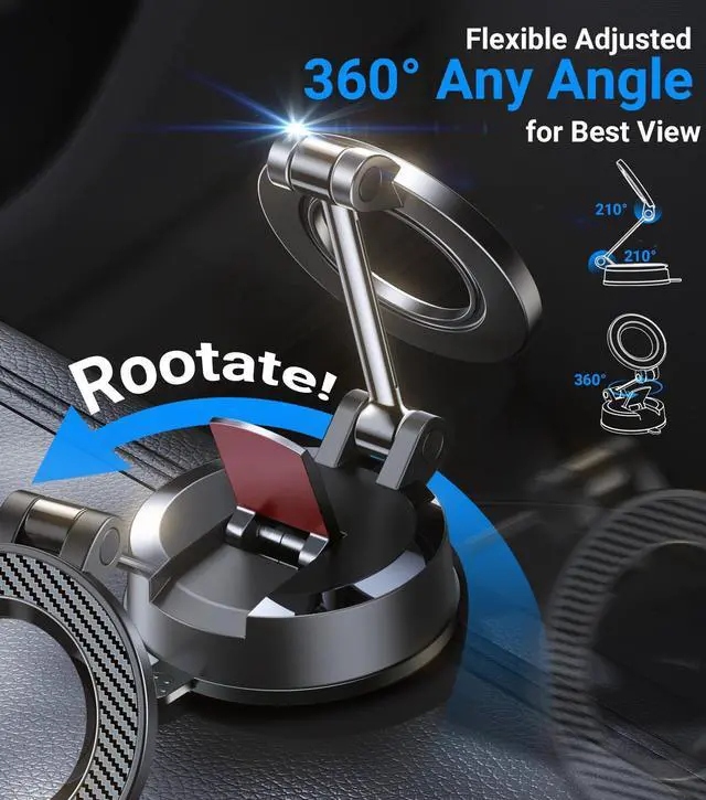 Alt view image 6 of 7 - for Magsafe Car MountPowerful SuctionMagnetic Phone Holder for Car Phone Holder Mount Suction Cup Phone Mount for Car Dashboard Windshield for iPhone 17 Pro Max 16 15 14 13 12Carbon Fiber