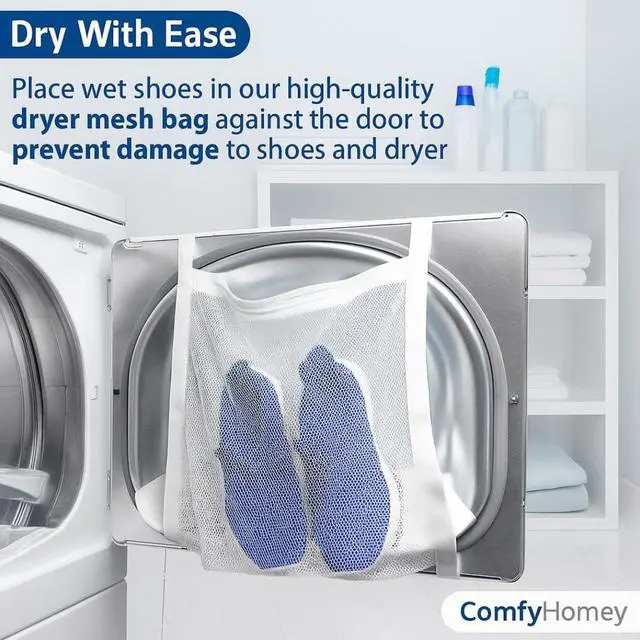 Alt view image 3 of 7 - ComfyHomey Shoe Laundry Bag Set: 2 Pack Shoe Washing Machine Bag + Reusable Dryer Mesh Bag | Durable, Tear-Resistant, Reinforced Zipper | 360° Clean for Sneakers, Tennis & Gym Shoes, Easy & Safe Wash