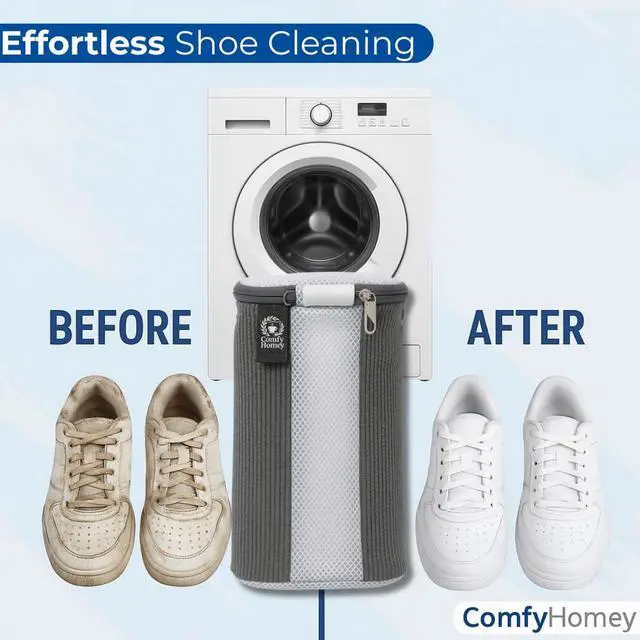 Alt view image 4 of 7 - ComfyHomey Shoe Laundry Bag Set: 2 Pack Shoe Washing Machine Bag + Reusable Dryer Mesh Bag | Durable, Tear-Resistant, Reinforced Zipper | 360° Clean for Sneakers, Tennis & Gym Shoes, Easy & Safe Wash