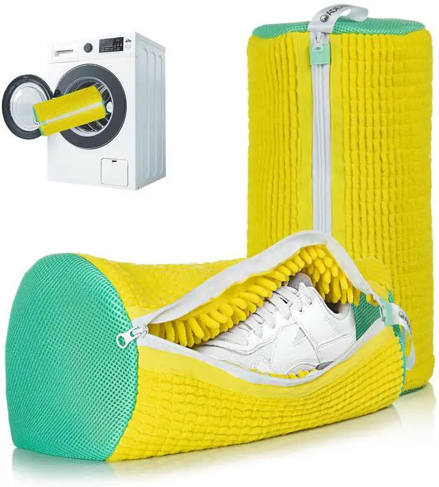 Main image of 2Pcs Shoe Washing Machine Bag, Yellow Green