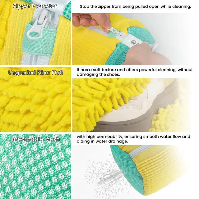 Alt view image 2 of 7 - 2Pcs Shoe Washing Machine Bag, Yellow Green